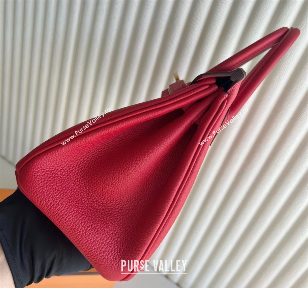Hermes Birkin 25cm Bag in Togo Calfskin Leather Chinese Red 2025 (Full Handmade) (XY-251125052)