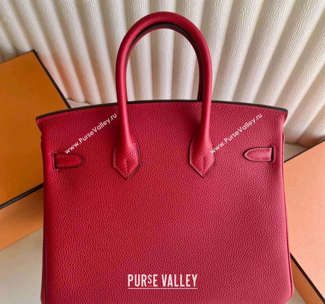Hermes Birkin 25cm Bag in Togo Calfskin Leather Chinese Red 2025 (Full Handmade) (XY-251125052)