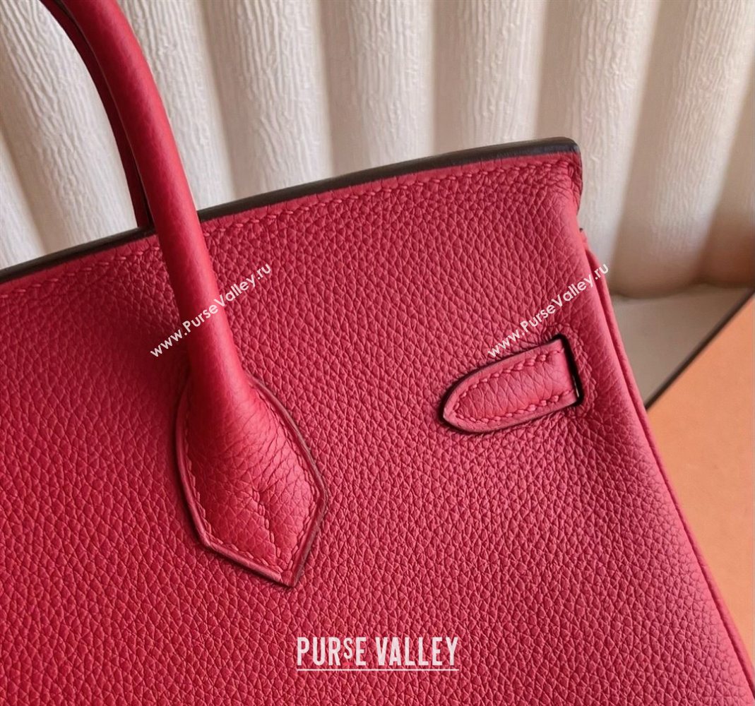 Hermes Birkin 25cm Bag in Togo Calfskin Leather Chinese Red 2025 (Full Handmade) (XY-251125052)