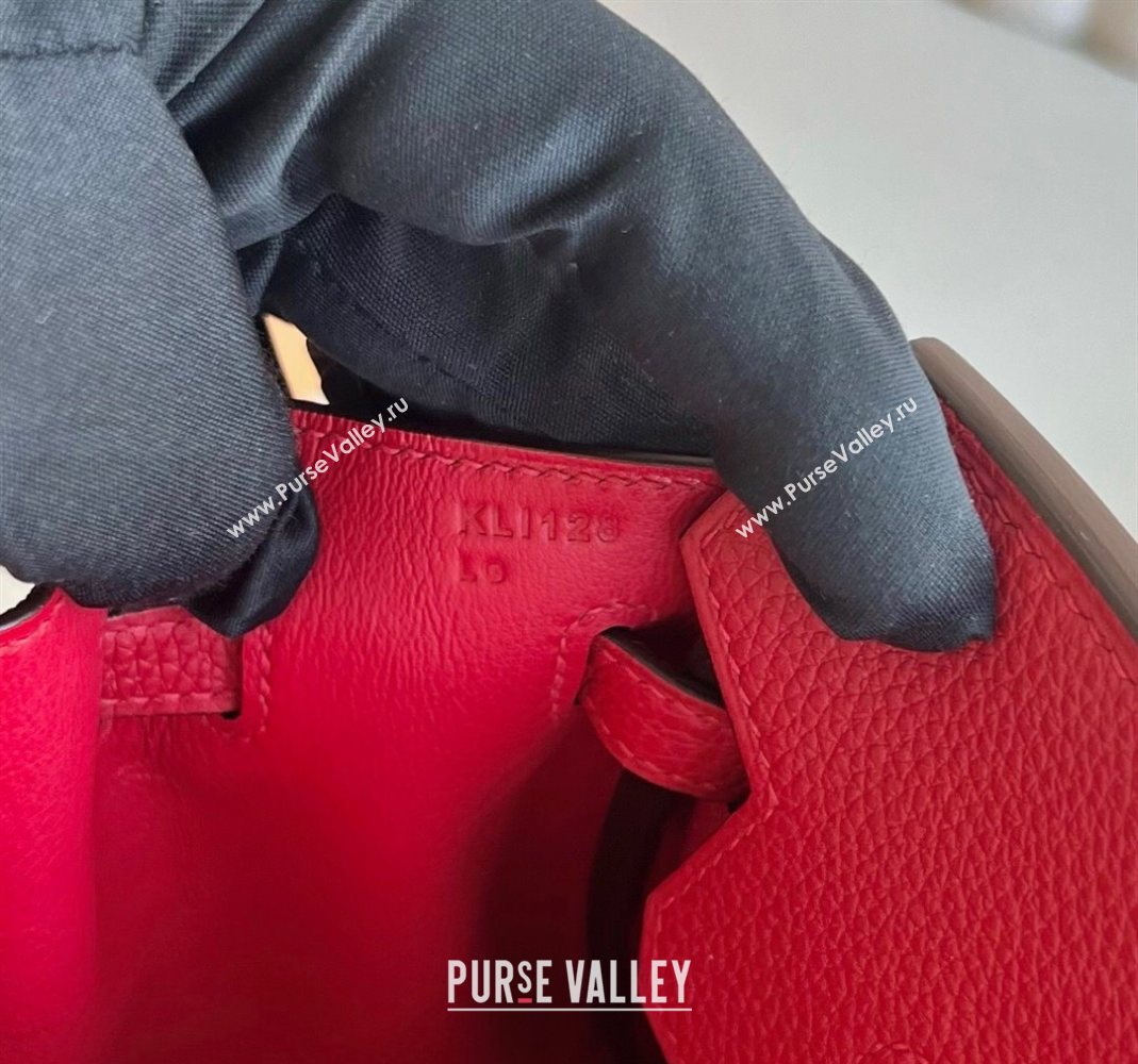 Hermes Birkin 25cm Bag in Togo Calfskin Leather Chinese Red 2025 (Full Handmade) (XY-251125052)