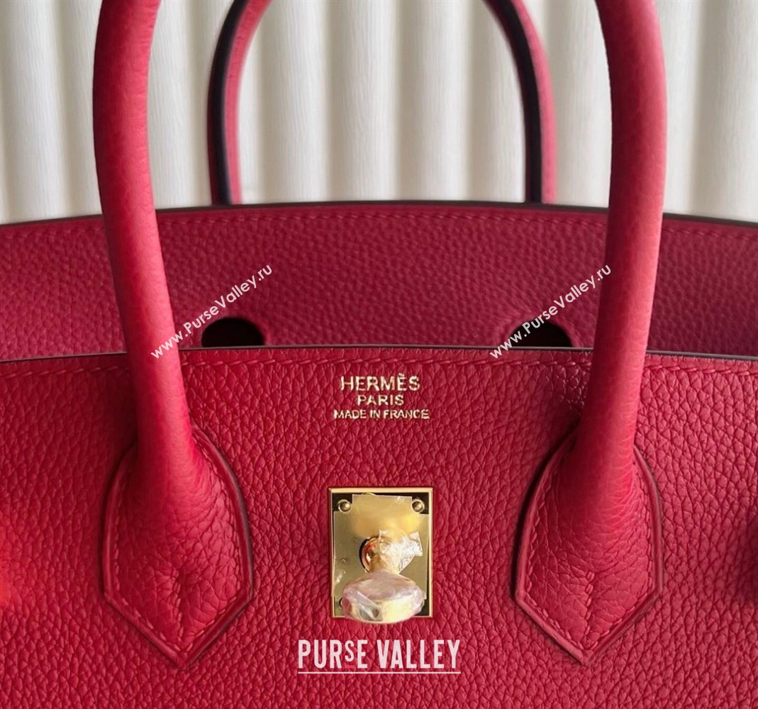 Hermes Birkin 25cm Bag in Togo Calfskin Leather Chinese Red 2025 (Full Handmade) (XY-251125052)