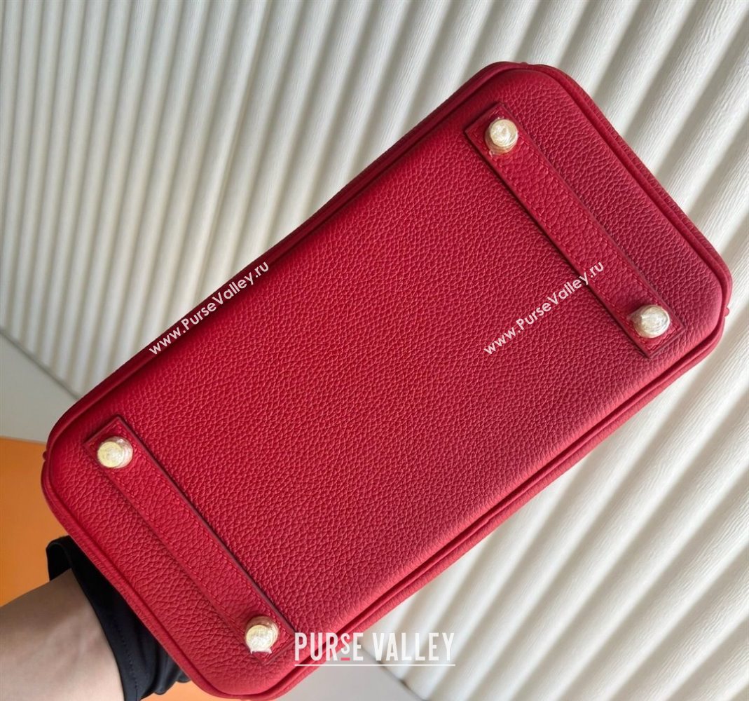 Hermes Birkin 25cm Bag in Togo Calfskin Leather Chinese Red 2025 (Full Handmade) (XY-251125052)