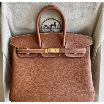 Hermes Birkin 25cm Bag in Togo Calfskin Leather Brown/Gold 2025 (Full Handmade) (XY-251125053)