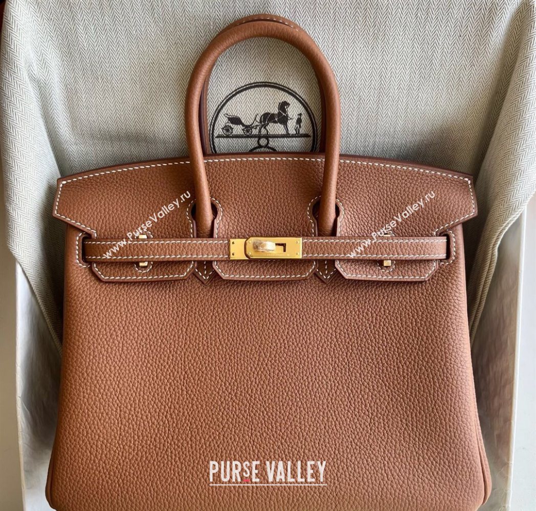 Hermes Birkin 25cm Bag in Togo Calfskin Leather Brown/Gold 2025 (Full Handmade) (XY-251125053)