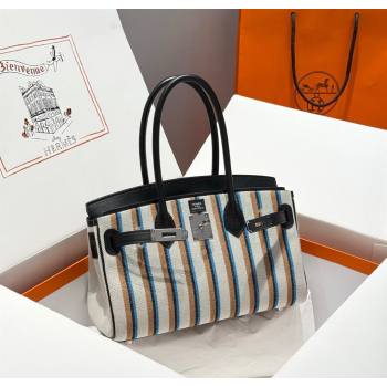 Hermes Mini Shoulder Birkin Bag 29cm in Canvas and Calfskin Leather Black/Silver 1 2025 (Half Handmade) (FLB-251125033)