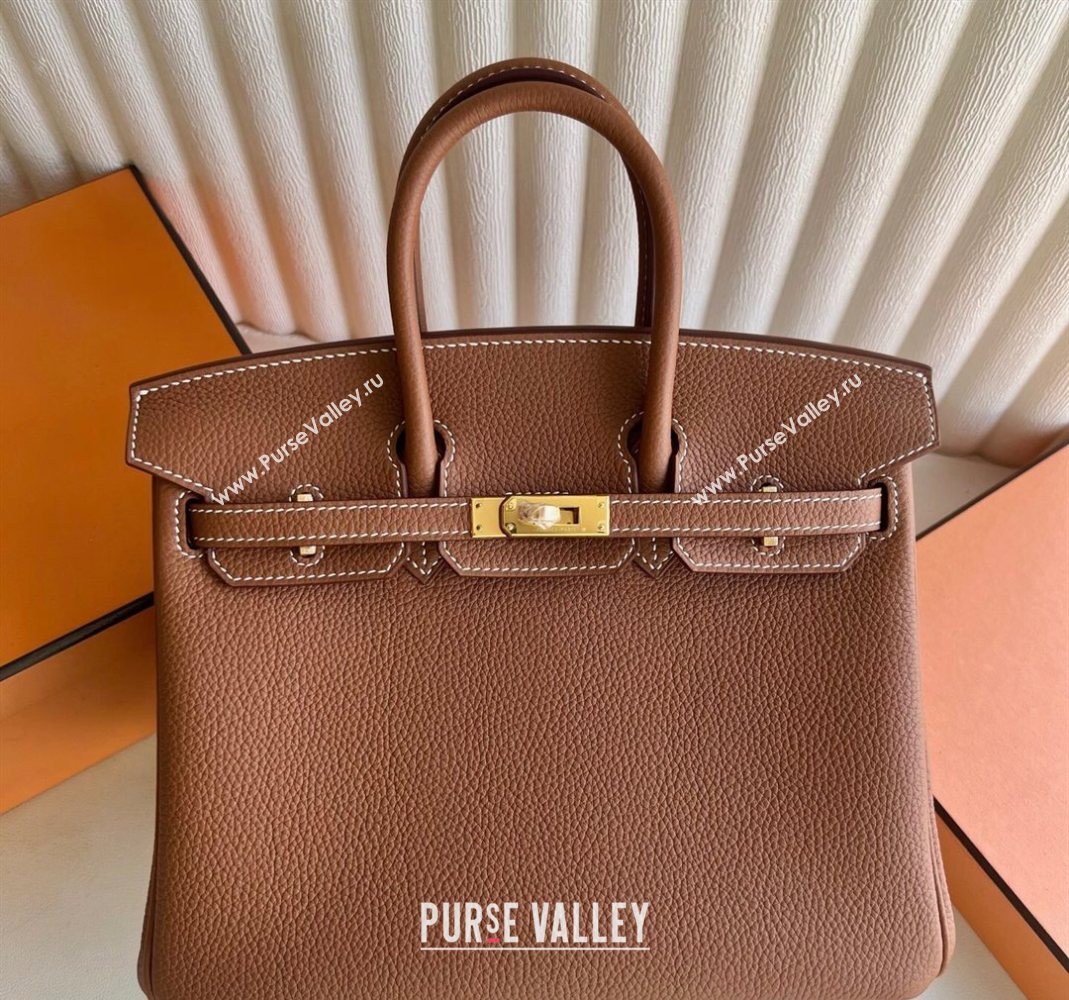 Hermes Birkin 25cm Bag in Togo Calfskin Leather Brown/Gold 2025 (Full Handmade) (XY-251125053)
