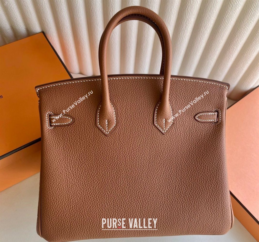 Hermes Birkin 25cm Bag in Togo Calfskin Leather Brown/Gold 2025 (Full Handmade) (XY-251125053)