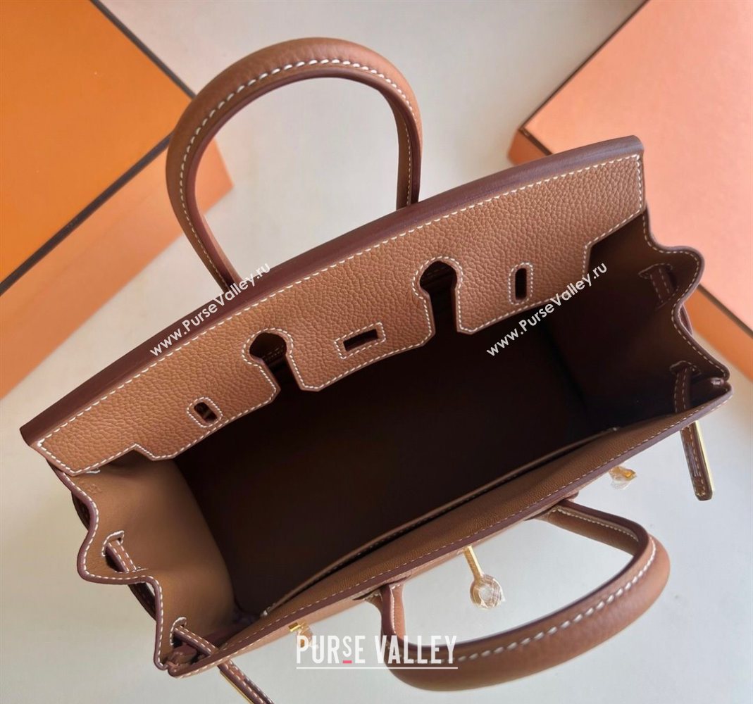 Hermes Birkin 25cm Bag in Togo Calfskin Leather Brown/Gold 2025 (Full Handmade) (XY-251125053)