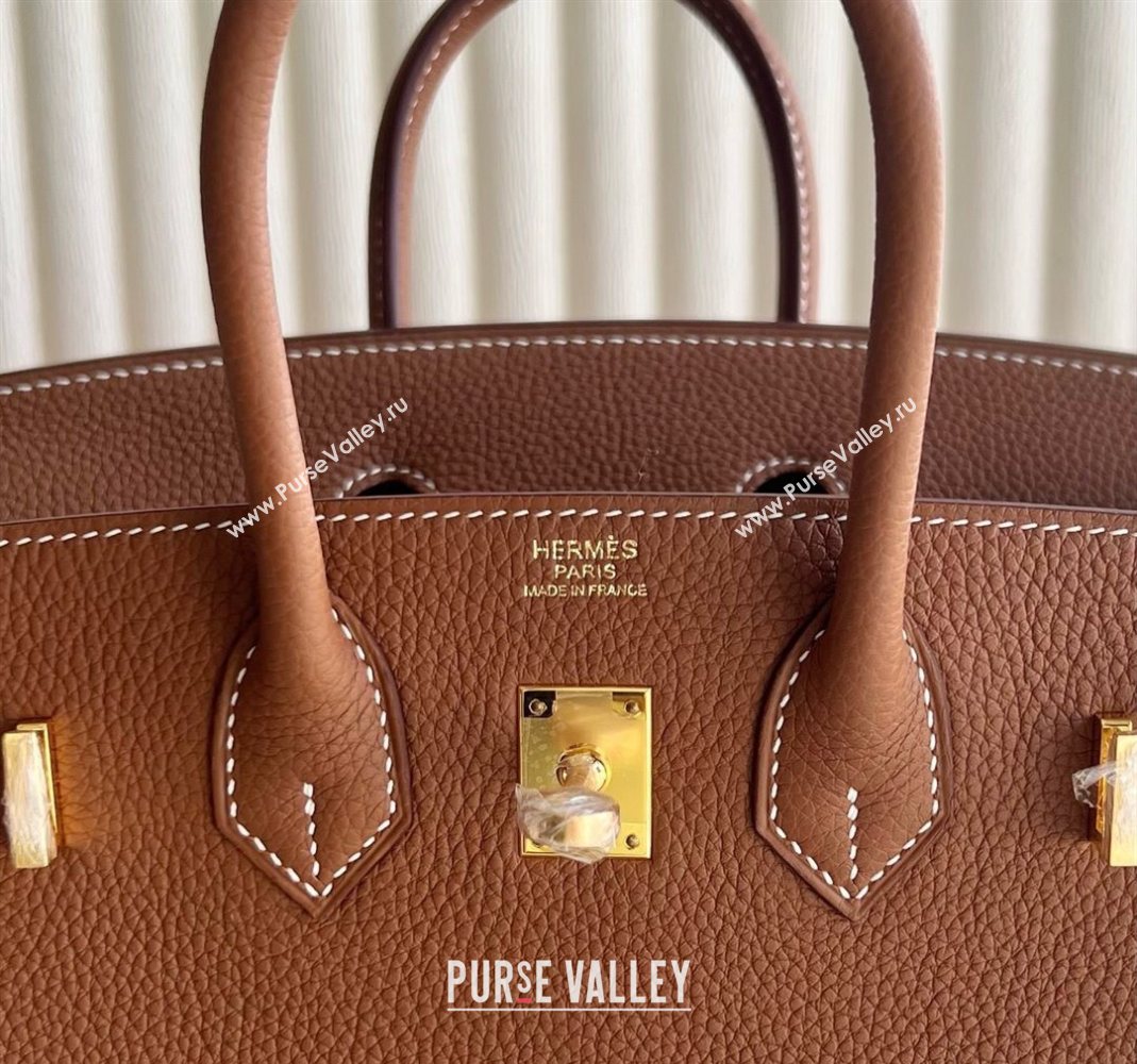 Hermes Birkin 25cm Bag in Togo Calfskin Leather Brown/Gold 2025 (Full Handmade) (XY-251125053)