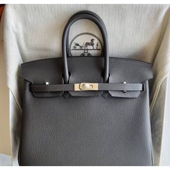 Hermes Birkin 25 Bag in Togo Calfskin Leather Graphite Grey 2025 (Full Handmade) (XY-251125054)