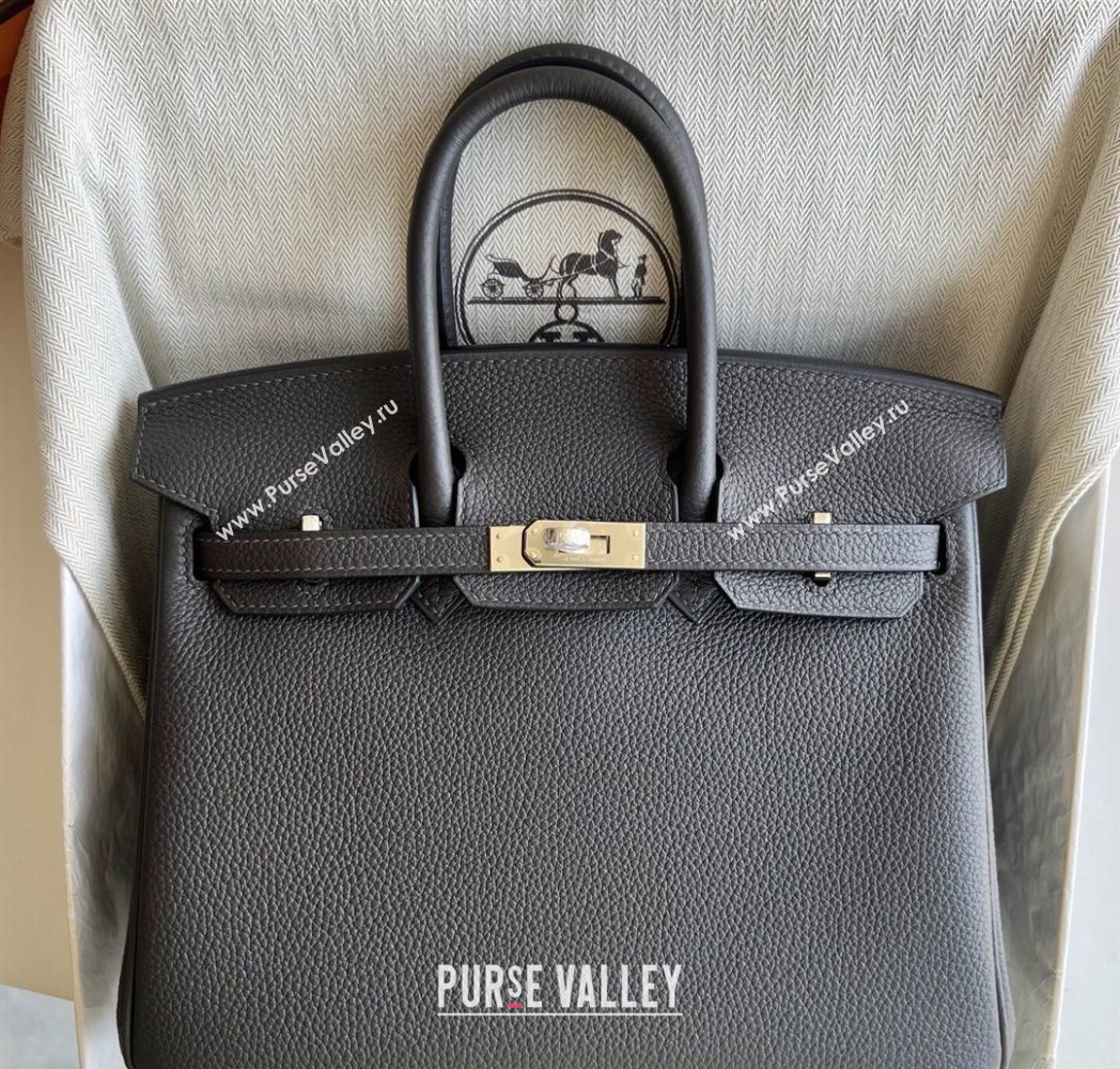 Hermes Birkin 25 Bag in Togo Calfskin Leather Graphite Grey 2025 (Full Handmade) (XY-251125054)