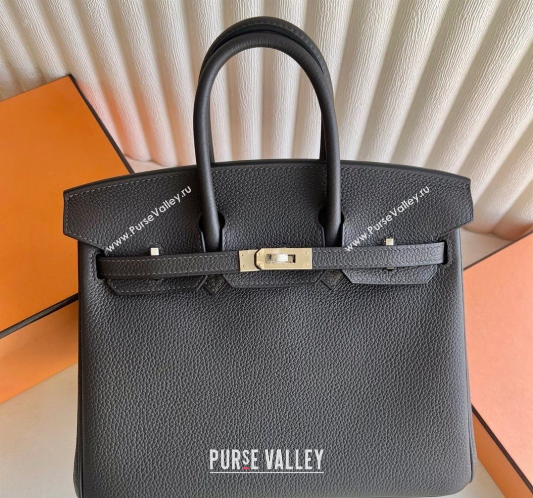 Hermes Birkin 25 Bag in Togo Calfskin Leather Graphite Grey 2025 (Full Handmade) (XY-251125054)