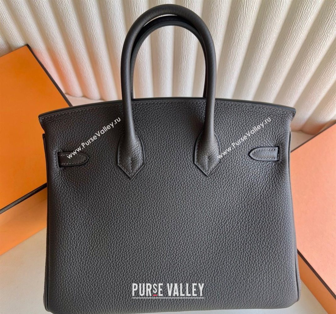 Hermes Birkin 25 Bag in Togo Calfskin Leather Graphite Grey 2025 (Full Handmade) (XY-251125054)
