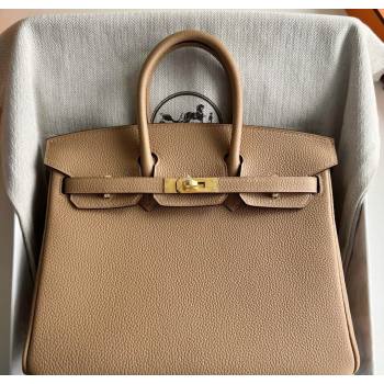 Hermes Birkin 25 Bag in Togo Calfskin Leather Milk Tea Beige 2025 (Full Handmade) (XY-251125055)