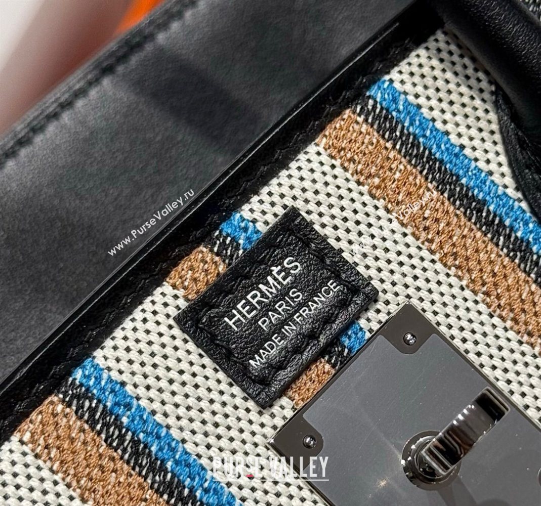 Hermes Mini Shoulder Birkin Bag 29cm in Canvas and Calfskin Leather Black/Silver 1 2025 (Half Handmade) (FLB-251125033)