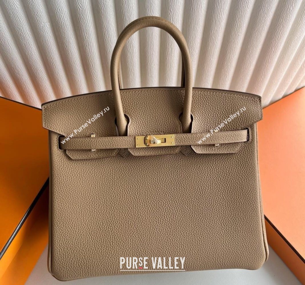 Hermes Birkin 25 Bag in Togo Calfskin Leather Milk Tea Beige 2025 (Full Handmade) (XY-251125055)