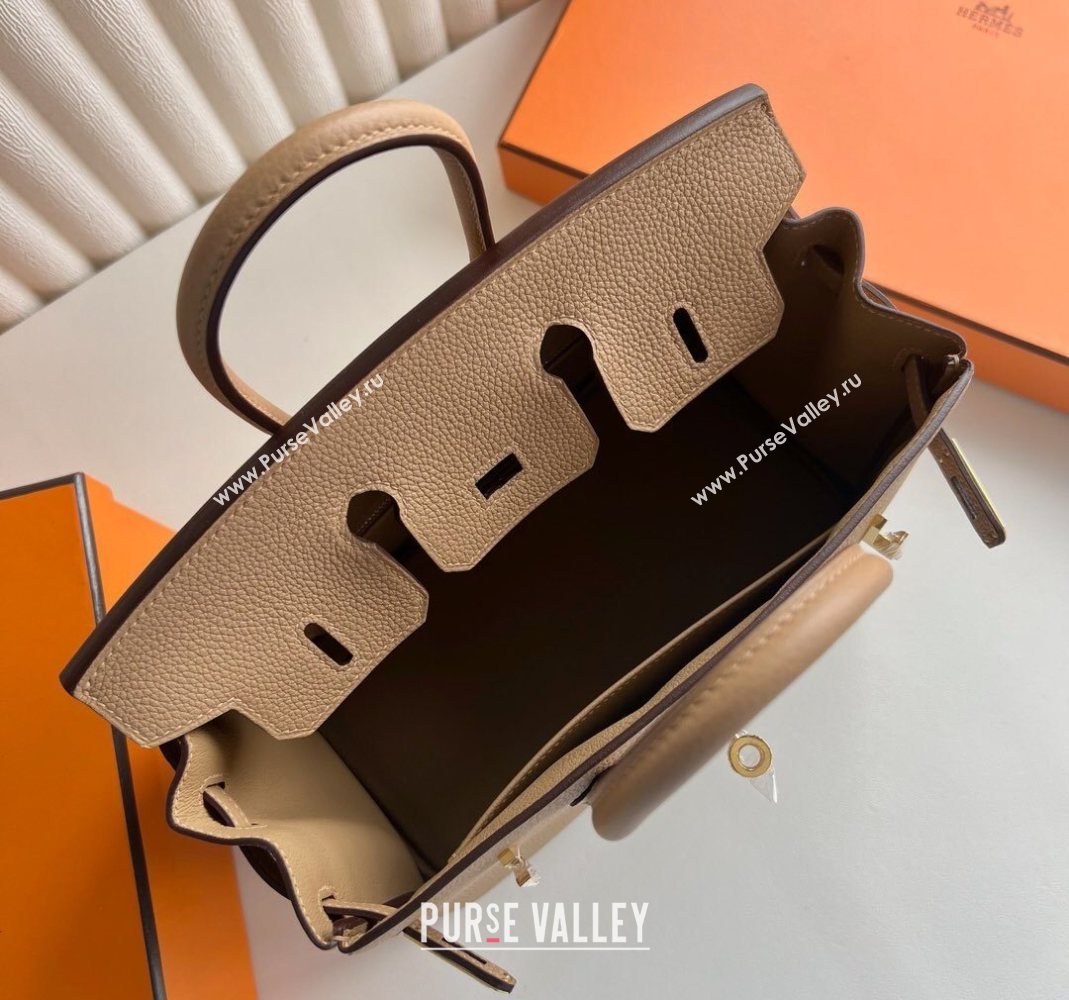 Hermes Birkin 25 Bag in Togo Calfskin Leather Milk Tea Beige 2025 (Full Handmade) (XY-251125055)