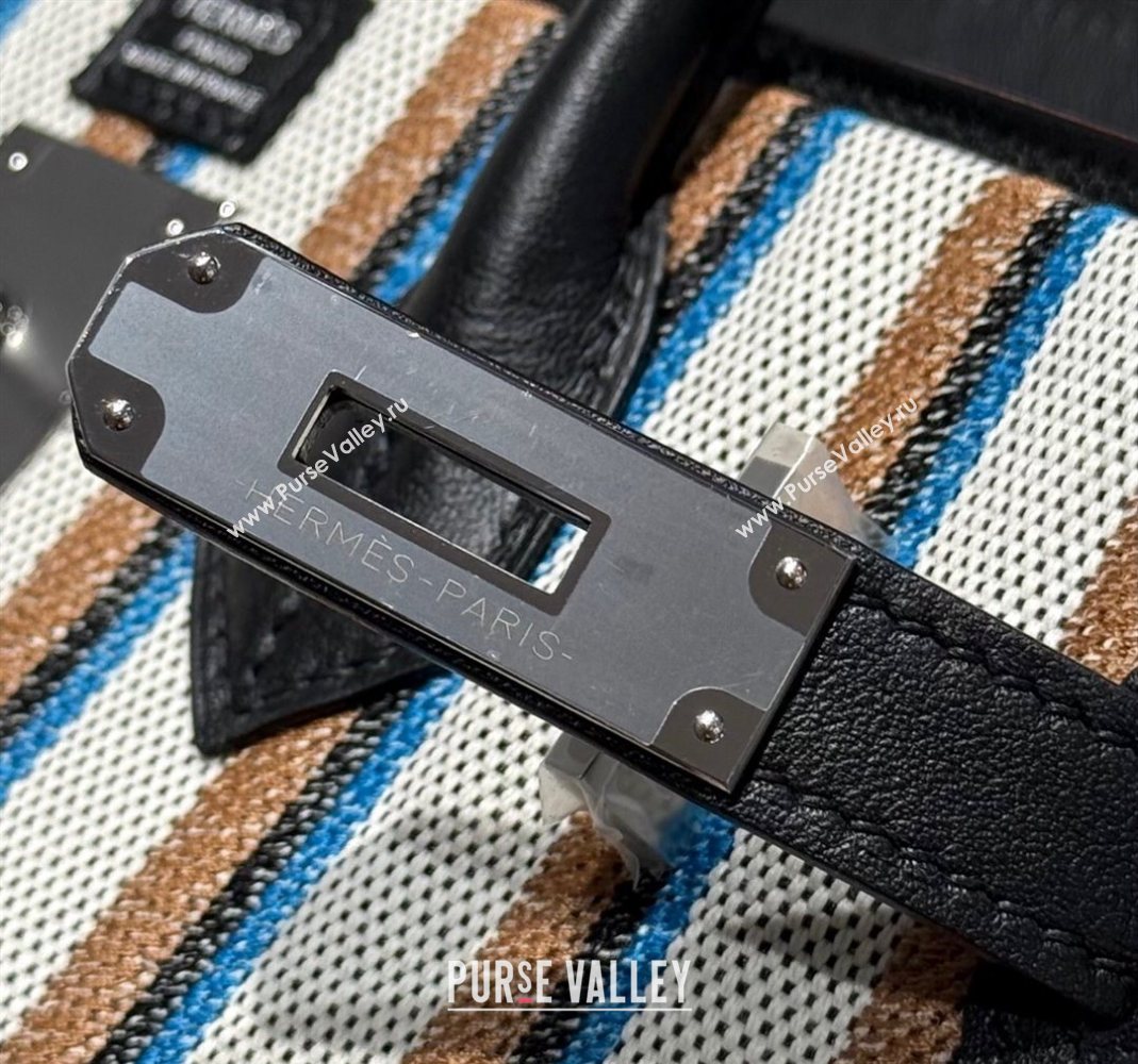 Hermes Mini Shoulder Birkin Bag 29cm in Canvas and Calfskin Leather Black/Silver 1 2025 (Half Handmade) (FLB-251125033)