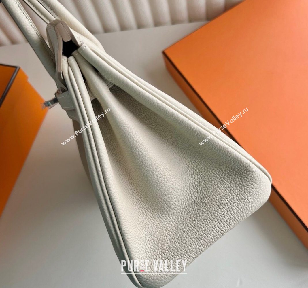 Hermes Birkin 25 Bag in Togo Calfskin Leather Cream White/Silver 2025 (Full Handmade) (XY-251125056)