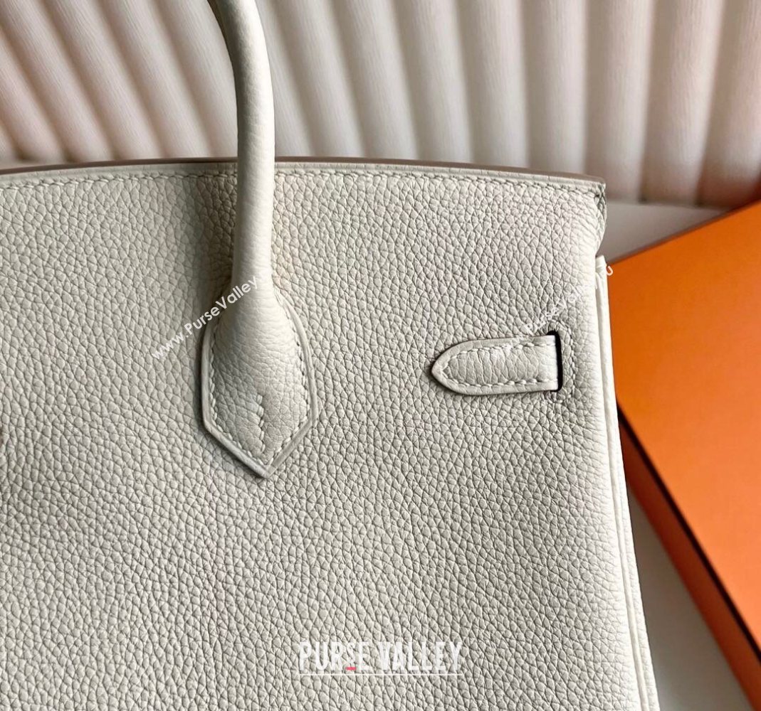 Hermes Birkin 25 Bag in Togo Calfskin Leather Cream White/Silver 2025 (Full Handmade) (XY-251125056)
