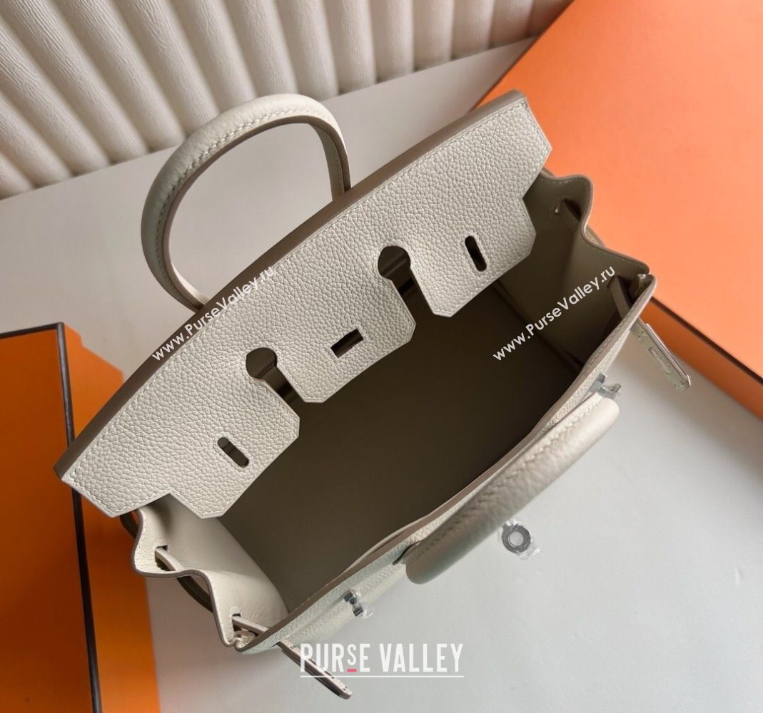 Hermes Birkin 25 Bag in Togo Calfskin Leather Cream White/Silver 2025 (Full Handmade) (XY-251125056)