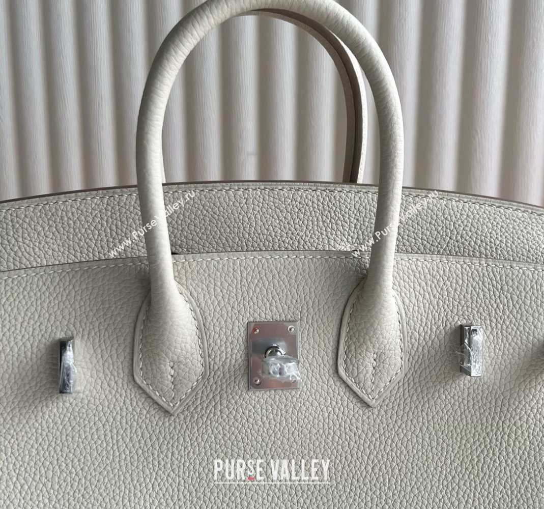 Hermes Birkin 25 Bag in Togo Calfskin Leather Cream White/Silver 2025 (Full Handmade) (XY-251125056)