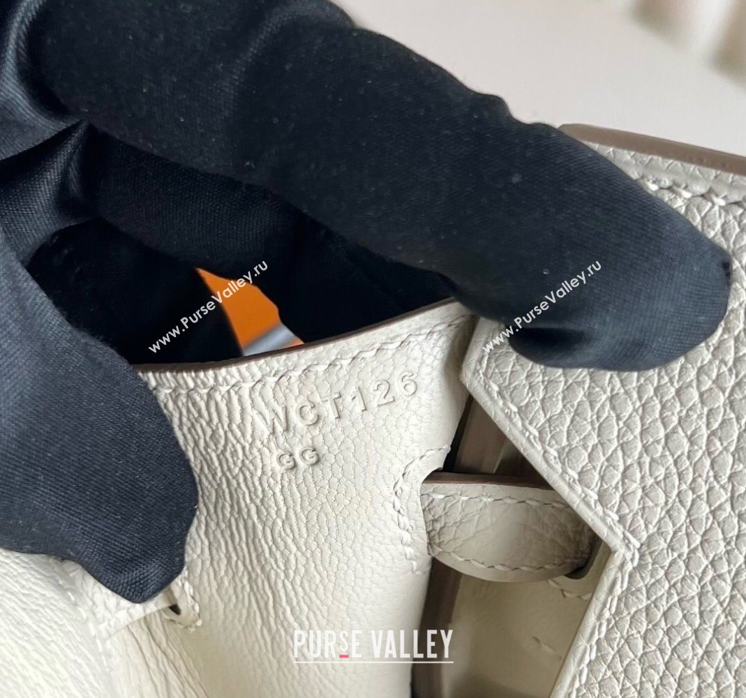 Hermes Birkin 25 Bag in Togo Calfskin Leather Cream White/Silver 2025 (Full Handmade) (XY-251125056)