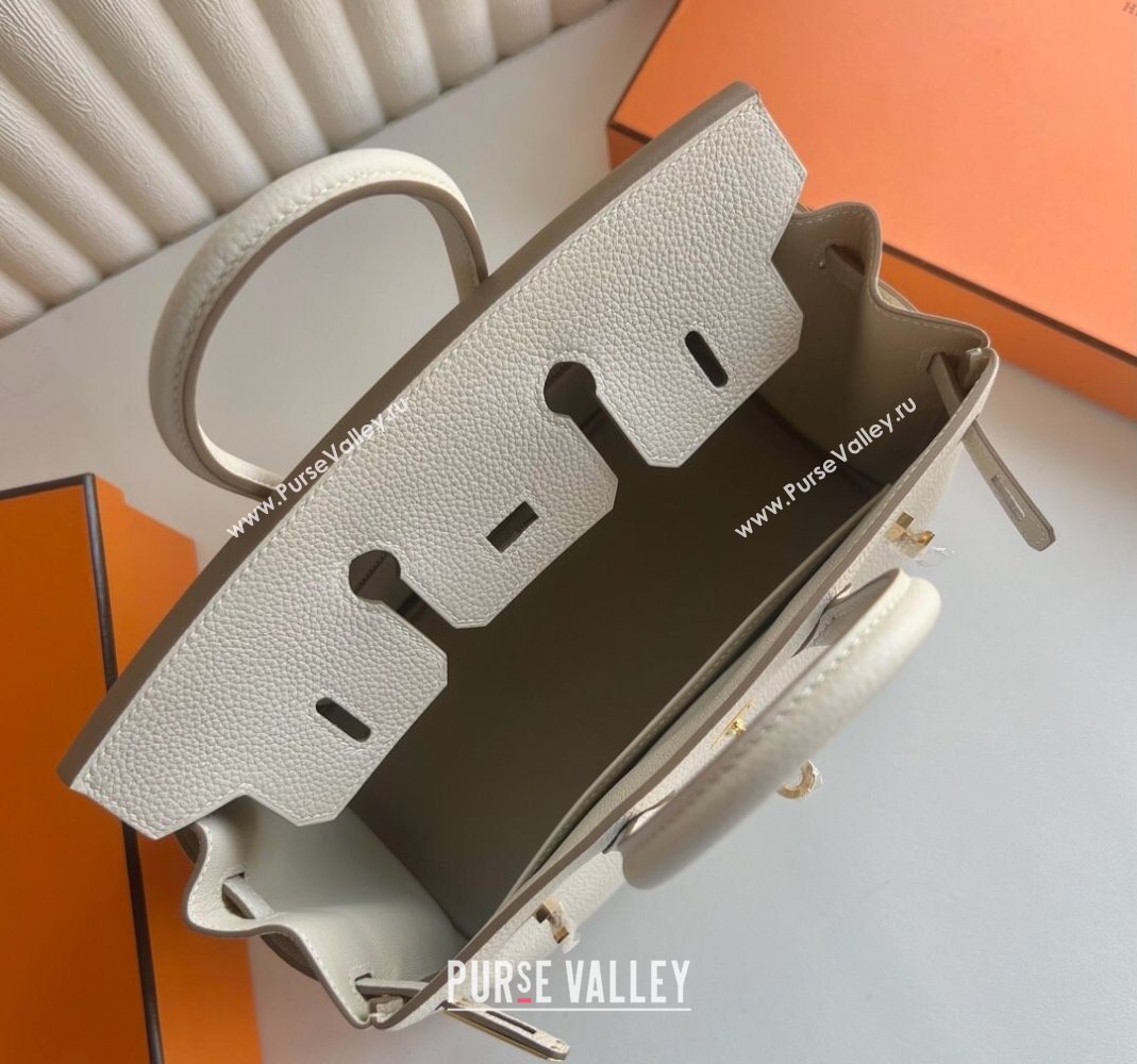 Hermes Birkin 25 Bag in Togo Calfskin Leather Cream White/Gold 2025 (Full Handmade) (XY-251125057)