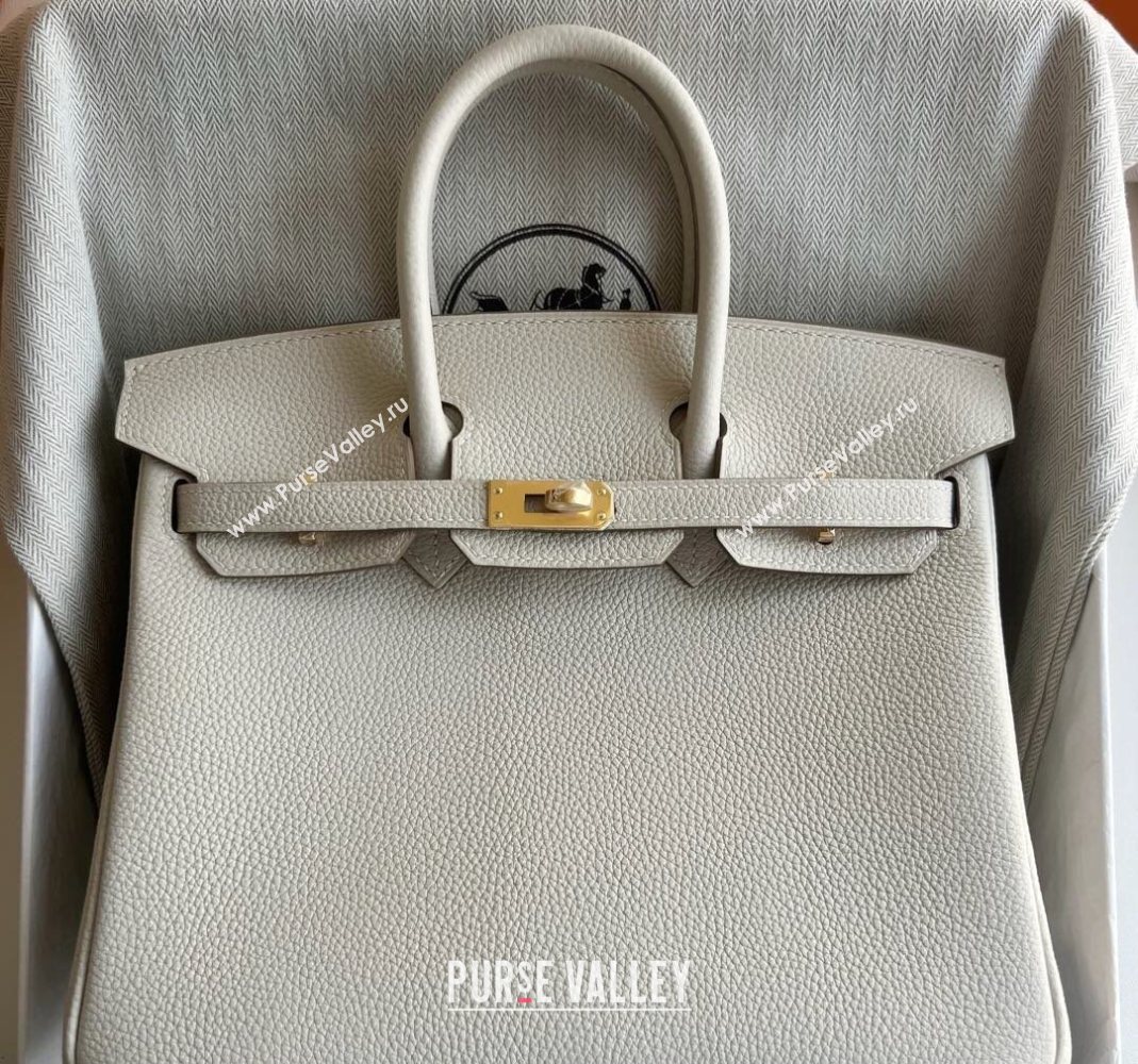 Hermes Birkin 25 Bag in Togo Calfskin Leather Cream White/Gold 2025 (Full Handmade) (XY-251125057)