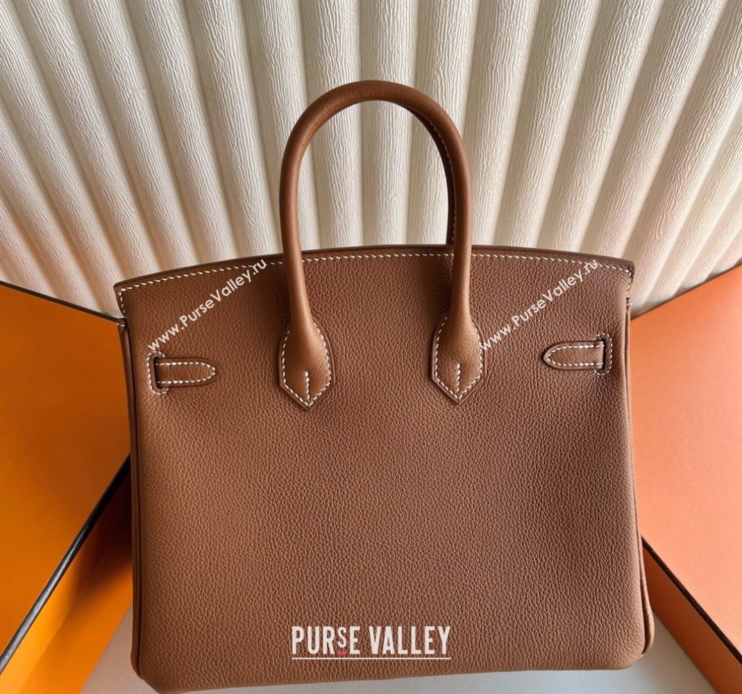 Hermes Birkin 25 Bag in Togo Calfskin Leather Brown/Silver 2025 (Full Handmade) (XY-251125058)