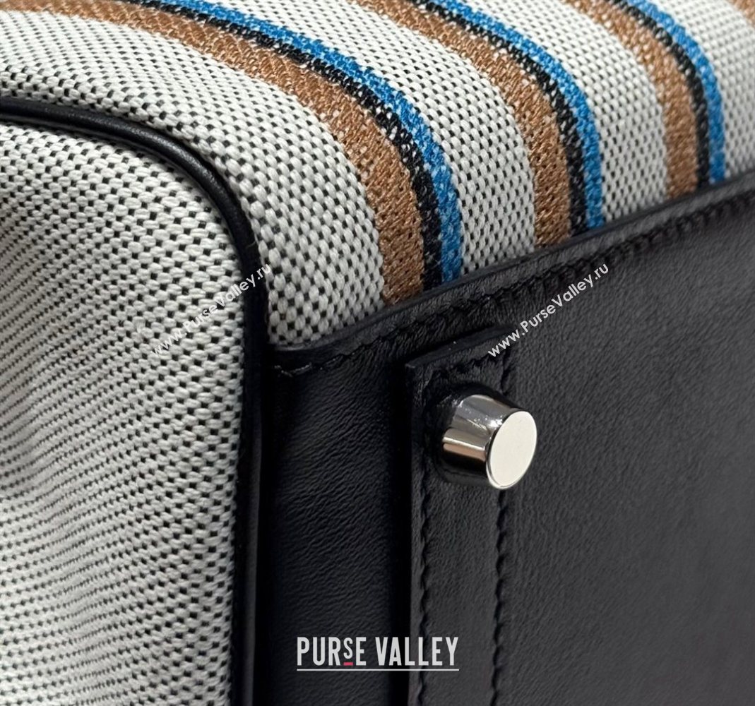 Hermes Mini Shoulder Birkin Bag 29cm in Canvas and Calfskin Leather Black/Silver 1 2025 (Half Handmade) (FLB-251125033)