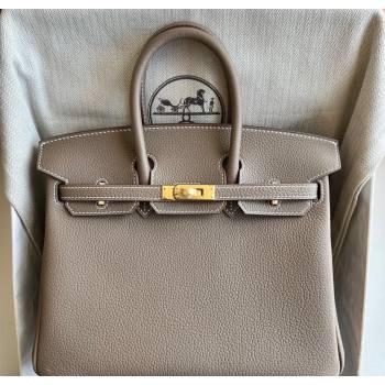 Hermes Birkin 25 Bag in Togo Calfskin Leather Elephant Grey/Gold 2025 (Full Handmade) (XY-251125060)