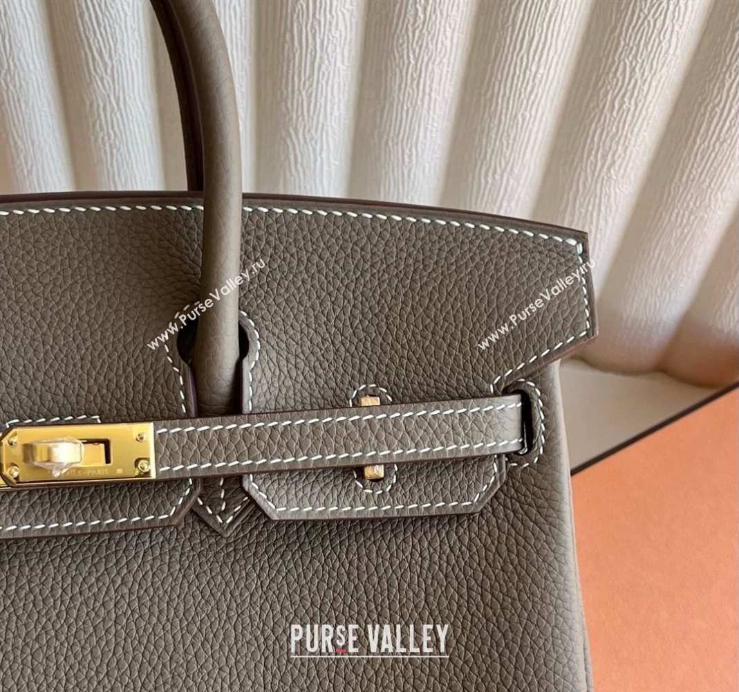 Hermes Birkin 25 Bag in Togo Calfskin Leather Elephant Grey/Gold 2025 (Full Handmade) (XY-251125060)