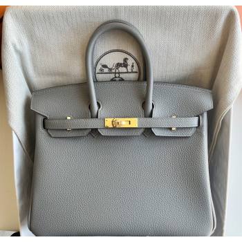 Hermes Birkin 25 Bag in Togo Calfskin Leather Cloud Grey 2025 (Full Handmade) (XY-251125062)