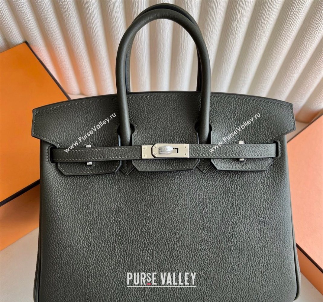 Hermes Birkin 25 Bag in Togo Calfskin Leather Dusty Green 2025 (Full Handmade) (XY-251125063)