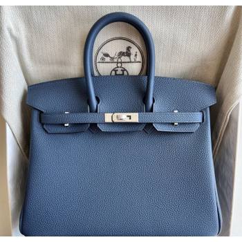 Hermes Birkin 25 Bag in Togo Calfskin Leather Stone Blue 2025 (Full Handmade) (XY-251125064)