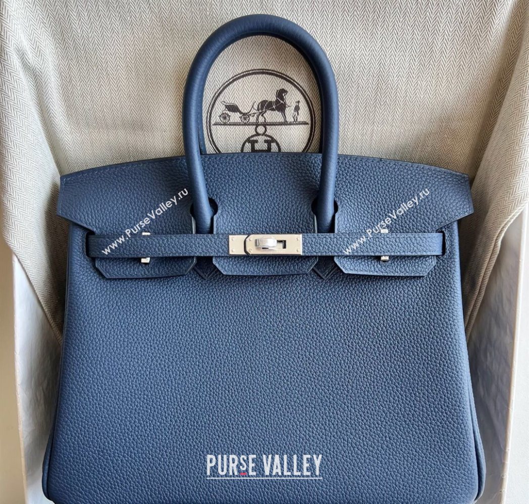 Hermes Birkin 25 Bag in Togo Calfskin Leather Stone Blue 2025 (Full Handmade) (XY-251125064)