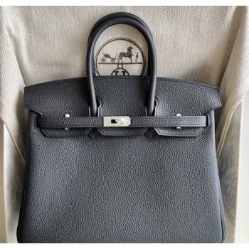 Hermes Birkin 25 Bag in Togo Calfskin Leather Black/Silver 2025 (Full Handmade) (XY-251125065)