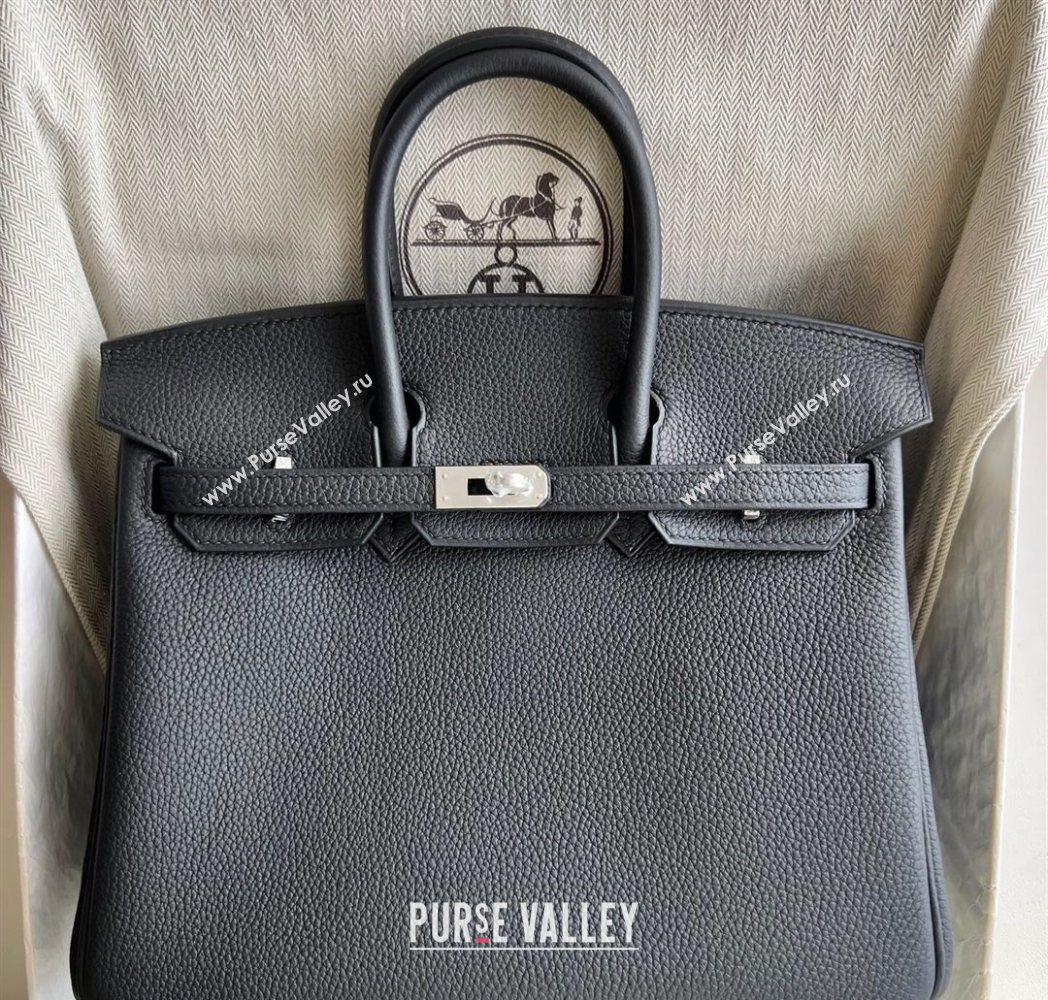 Hermes Birkin 25 Bag in Togo Calfskin Leather Black/Silver 2025 (Full Handmade) (XY-251125065)