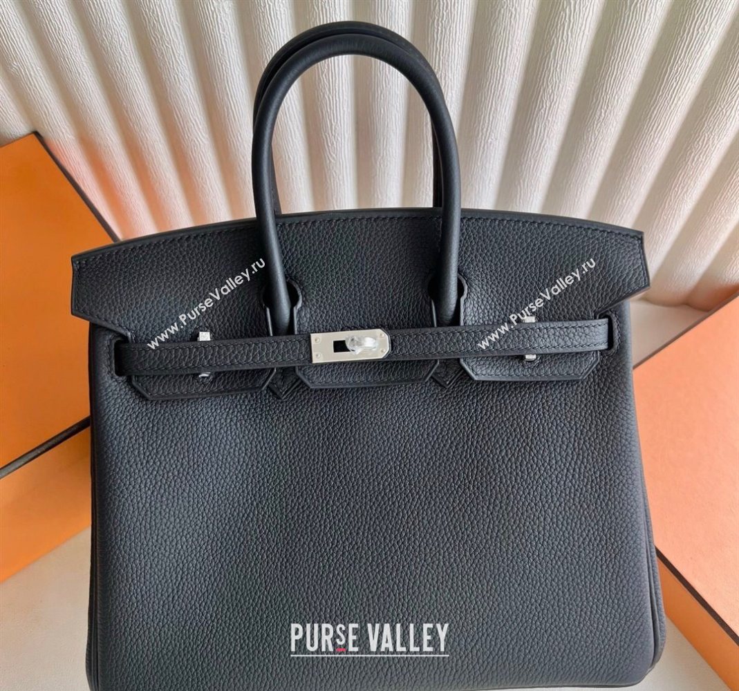 Hermes Birkin 25 Bag in Togo Calfskin Leather Black/Silver 2025 (Full Handmade) (XY-251125065)