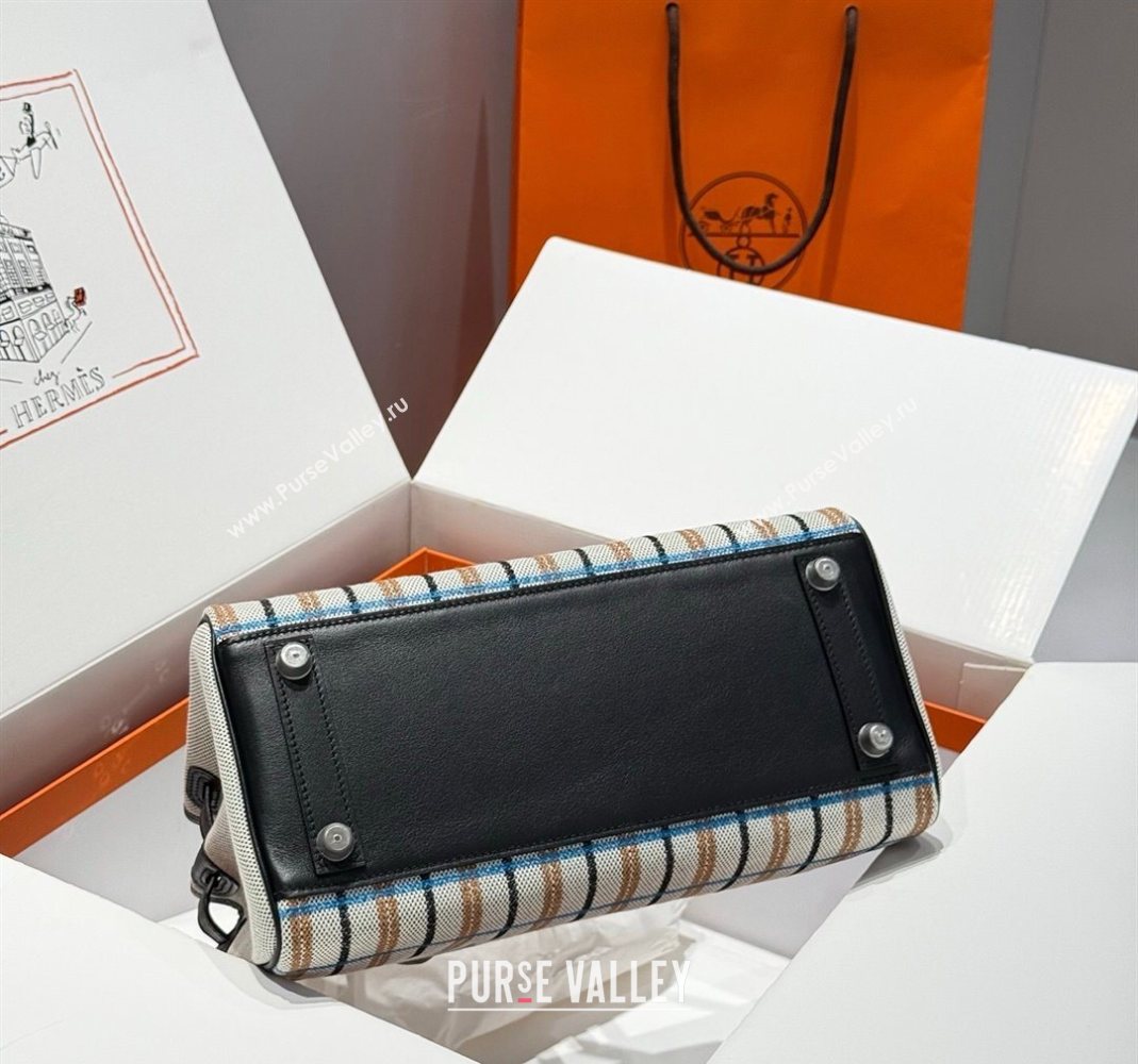 Hermes Mini Shoulder Birkin Bag 29cm in Canvas and Calfskin Leather Black/Silver 2 2025 (Half Handmade) (FLB-251125034)