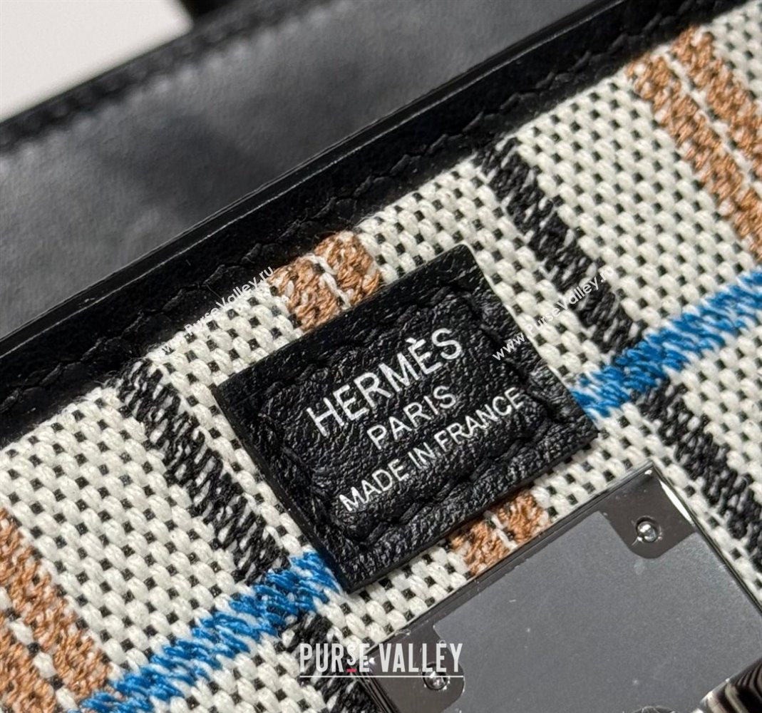 Hermes Mini Shoulder Birkin Bag 29cm in Canvas and Calfskin Leather Black/Silver 2 2025 (Half Handmade) (FLB-251125034)