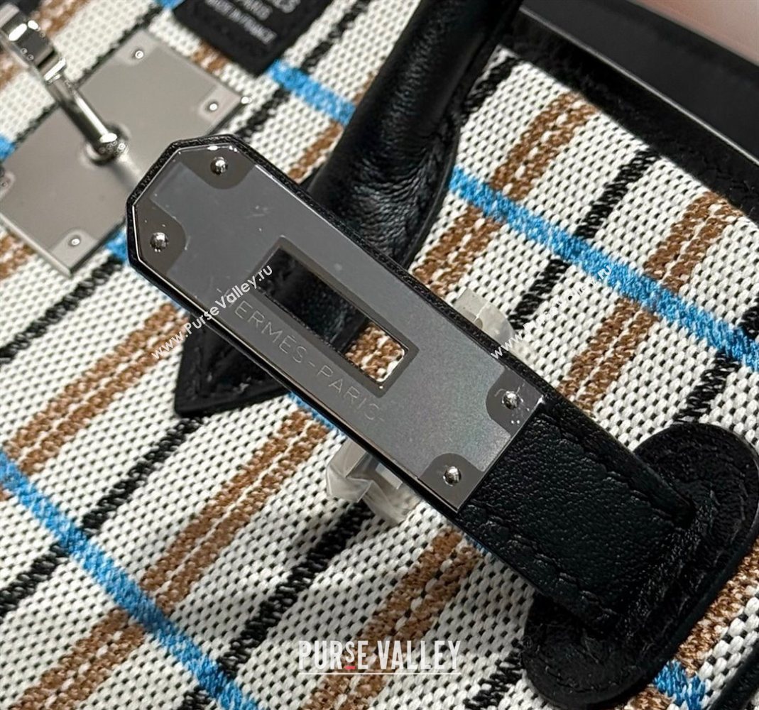 Hermes Mini Shoulder Birkin Bag 29cm in Canvas and Calfskin Leather Black/Silver 2 2025 (Half Handmade) (FLB-251125034)