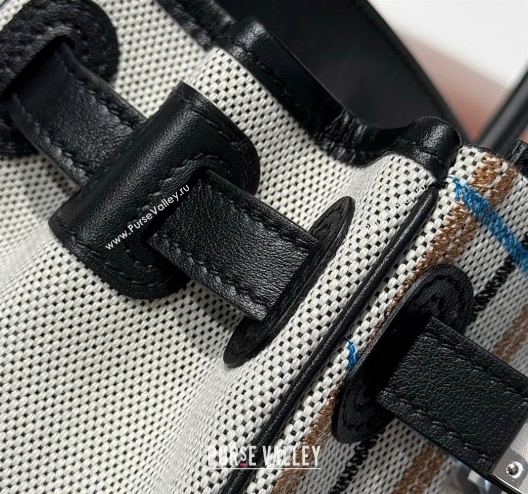 Hermes Mini Shoulder Birkin Bag 29cm in Canvas and Calfskin Leather Black/Silver 2 2025 (Half Handmade) (FLB-251125034)