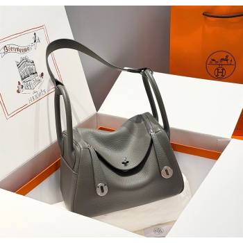Hermes Lindy Bag 26cm in Clemence Leather Cloud Grey 2025 (Half Handmade) (FLB-251125035)