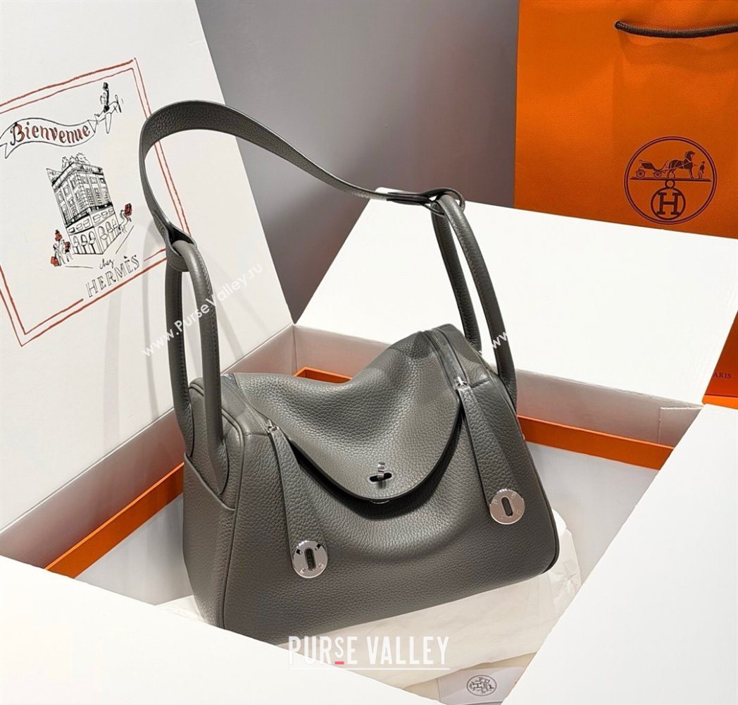 Hermes Lindy Bag 26cm in Clemence Leather Cloud Grey 2025 (Half Handmade) (FLB-251125035)