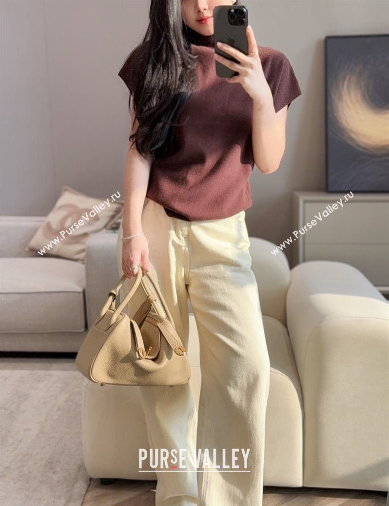 Hermes Lindy Bag 26cm in Clemence Leather Coat Beige 2025 (Half Handmade) (FLB-251125036)