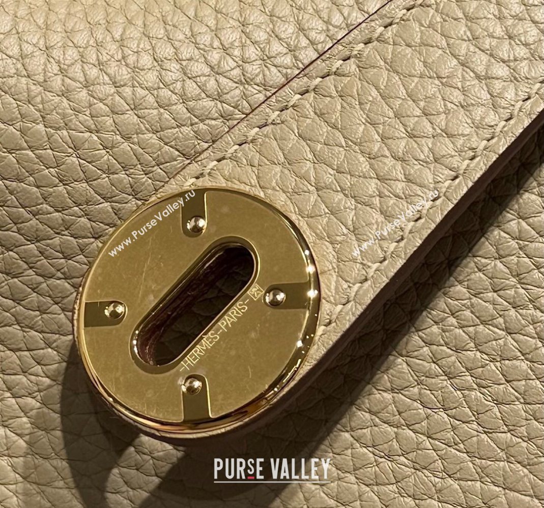 Hermes Lindy Bag 26cm in Clemence Leather Coat Beige 2025 (Half Handmade) (FLB-251125036)