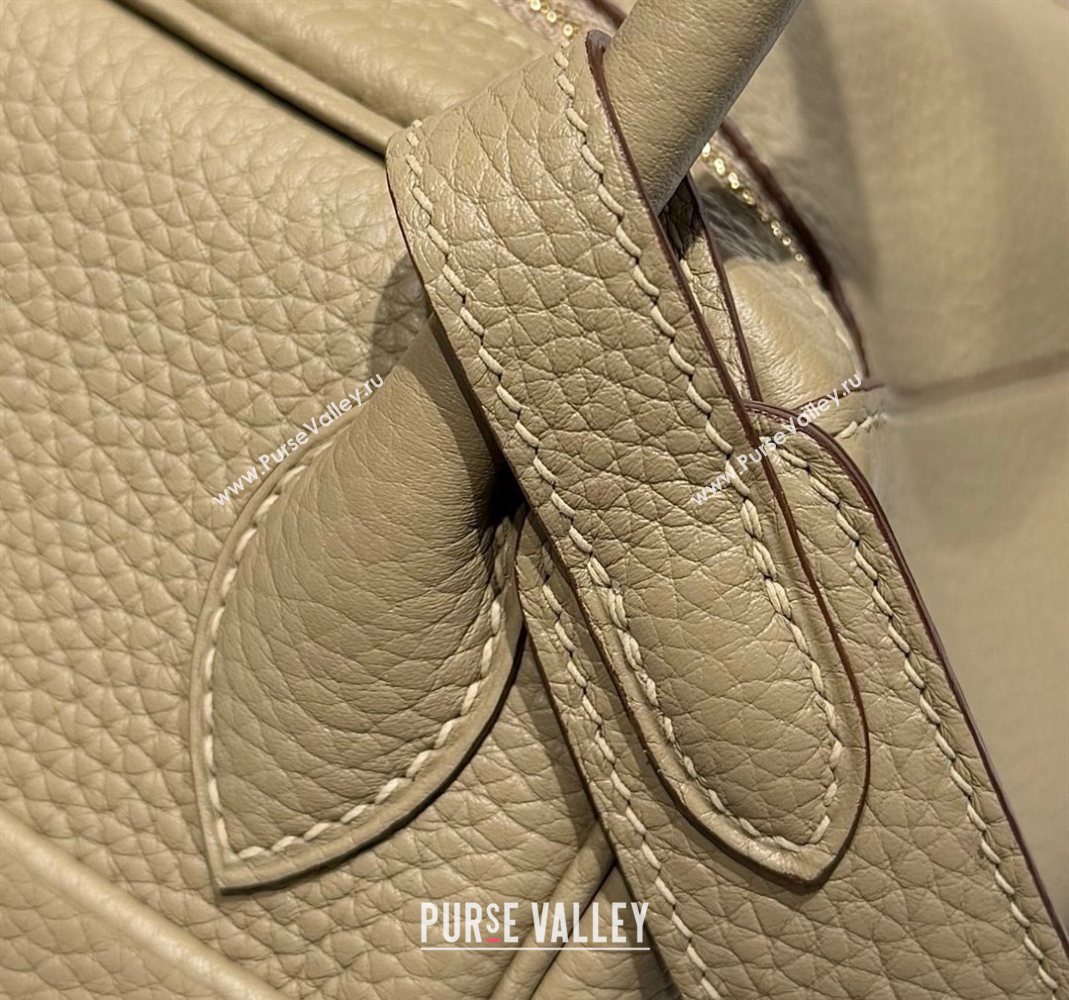 Hermes Lindy Bag 26cm in Clemence Leather Coat Beige 2025 (Half Handmade) (FLB-251125036)