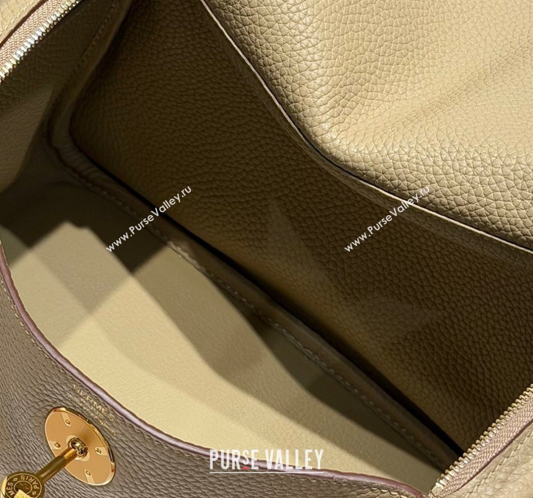 Hermes Lindy Bag 26cm in Clemence Leather Coat Beige 2025 (Half Handmade) (FLB-251125036)